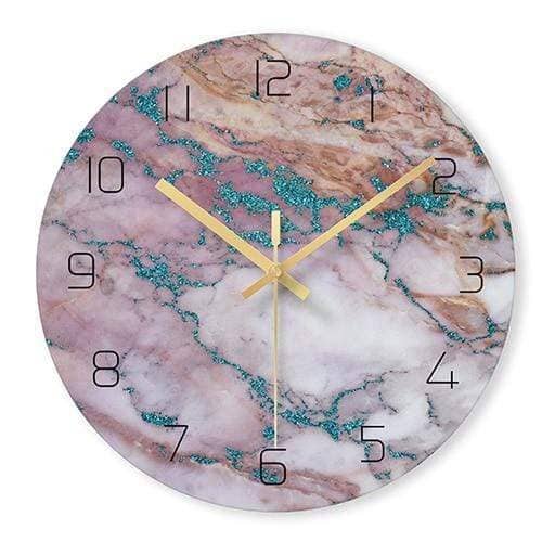 Virelle Maison - Horloge murale décorative en plastique effet marbre | Virelle Maison