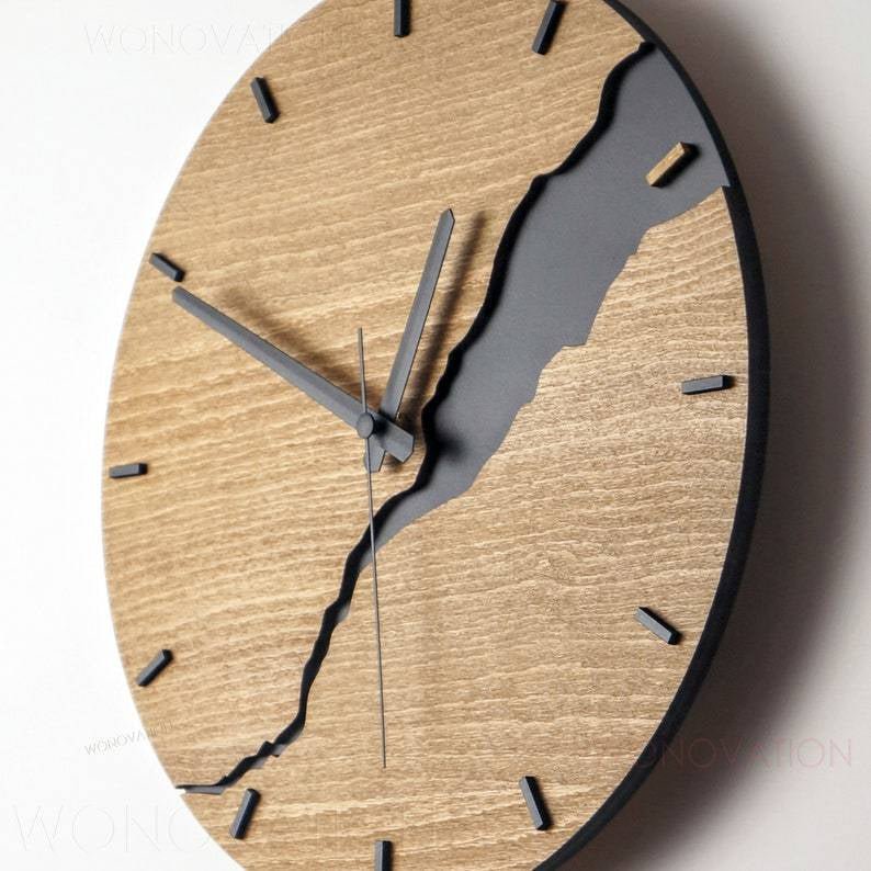 Virelle Maison - Horloge murale en bois naturel à cadran silencieux – 30 cm | Virelle Maison