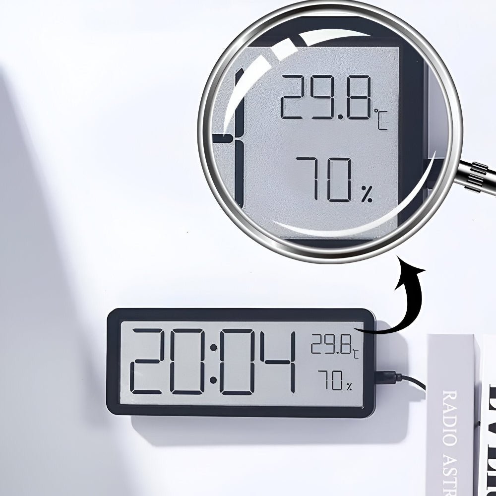 Virelle Maison - Horloge murale LED en acrylique avec affichage température et humidité