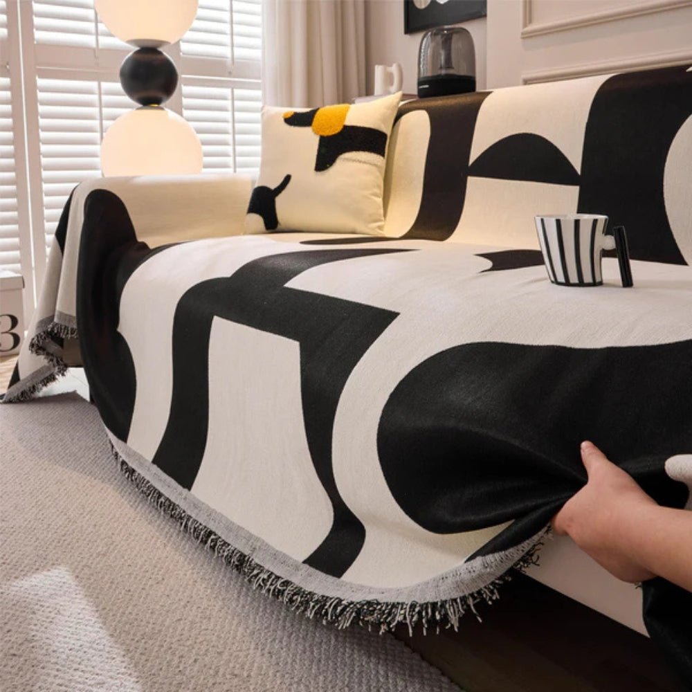 Virelle Maison - Housse de canapé en chenille texturée à motif jacquard bohème | Virelle Maison