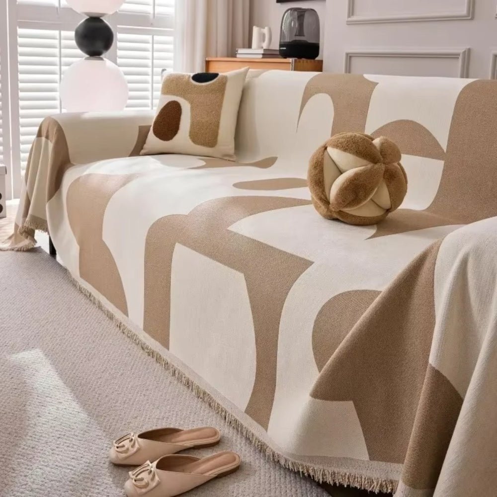 Virelle Maison - Housse de canapé en chenille texturée à motif jacquard bohème | Virelle Maison