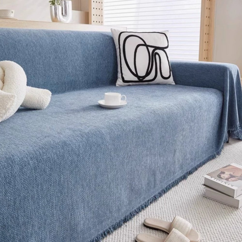 Virelle Maison - Housse de canapé en tissu texturé lavable avec finition frangée | Virelle Maison