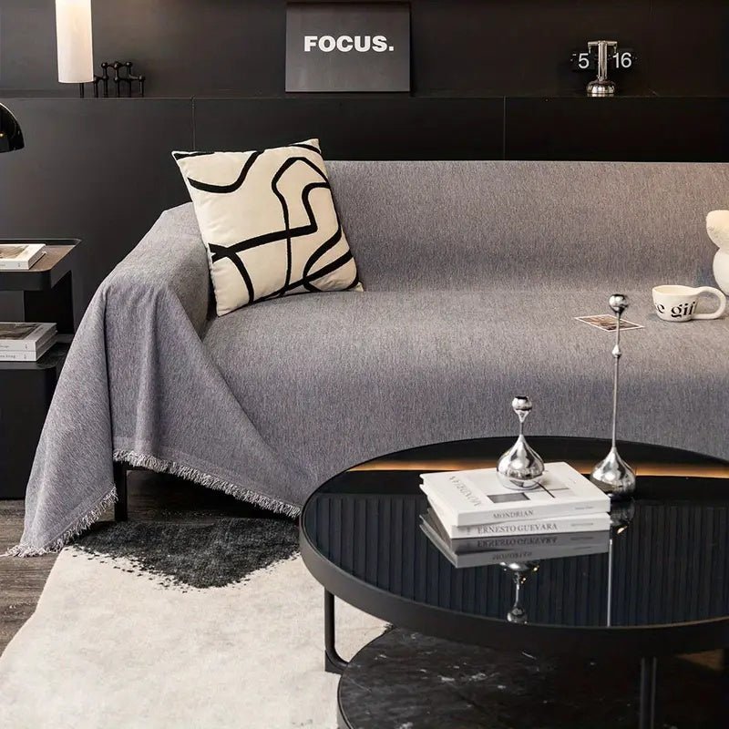 Virelle Maison - Housse de canapé en tissu texturé lavable avec finition frangée | Virelle Maison