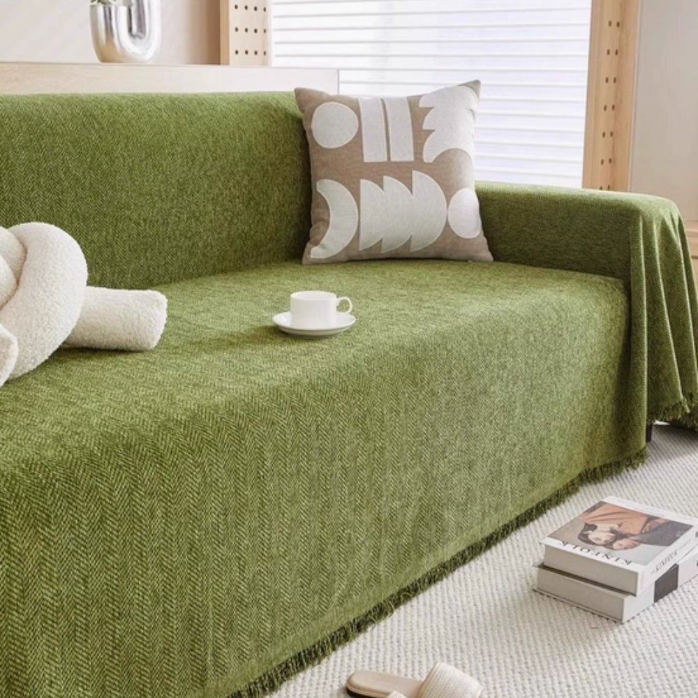 Virelle Maison - Housse de canapé en tissu texturé lavable avec finition frangée | Virelle Maison