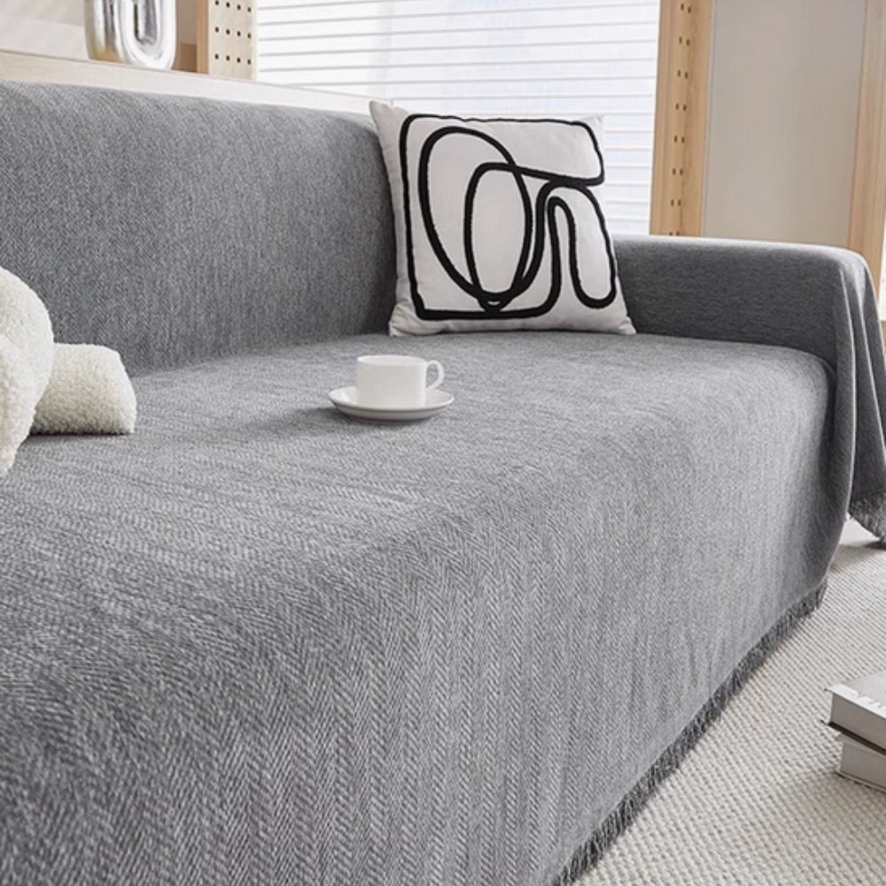 Virelle Maison - Housse de canapé en tissu texturé lavable avec finition frangée | Virelle Maison