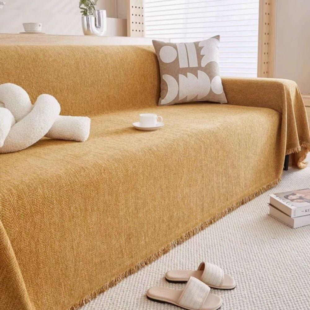 Virelle Maison - Housse de canapé en tissu texturé lavable avec finition frangée | Virelle Maison