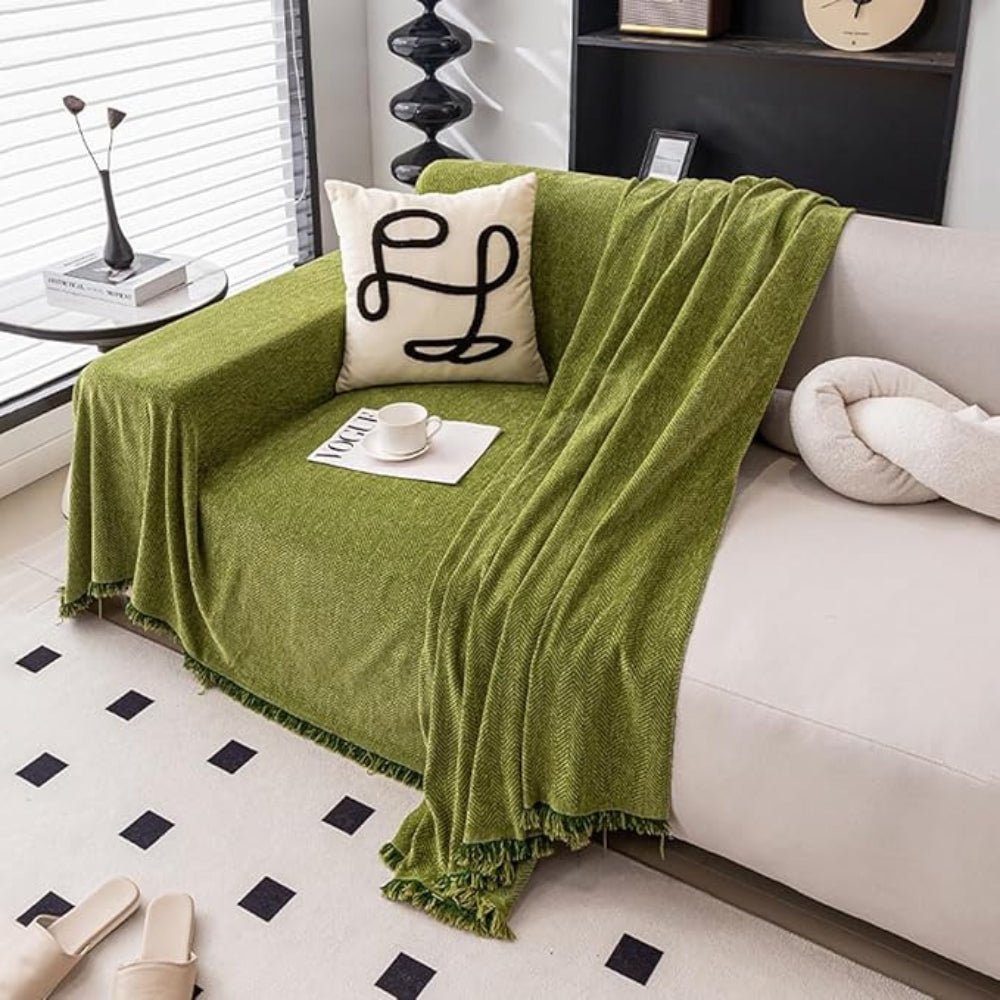 Virelle Maison - Housse de canapé en tissu texturé lavable avec finition frangée | Virelle Maison