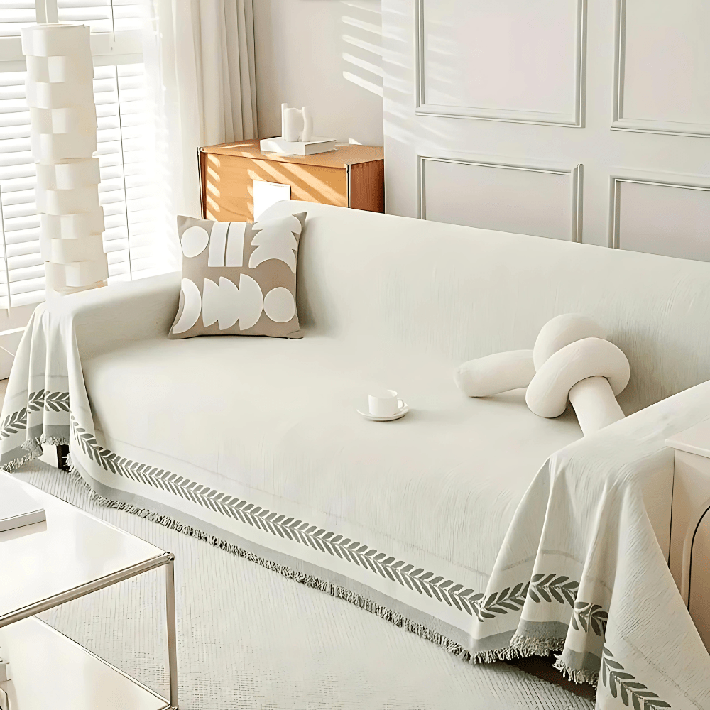 Virelle Maison - Housse de canapé tissée en coton texturé à franges | Virelle Maison