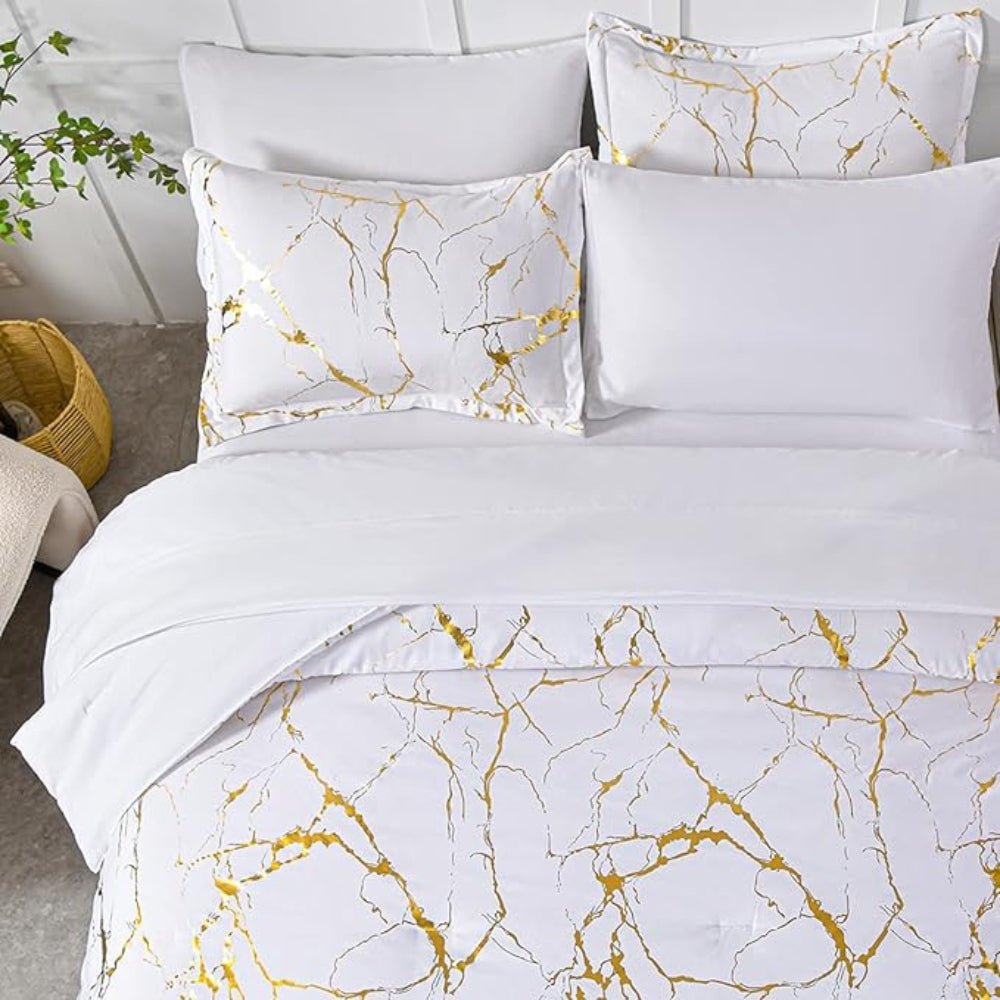 Virelle Maison - Housse de couette effet marbre en coton mélangé finition brillante