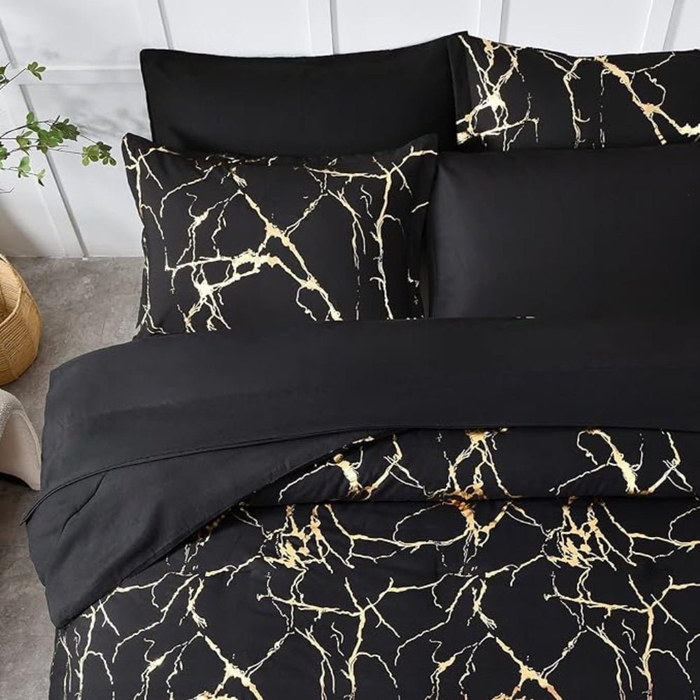 Virelle Maison - Housse de couette effet marbre en coton mélangé finition brillante