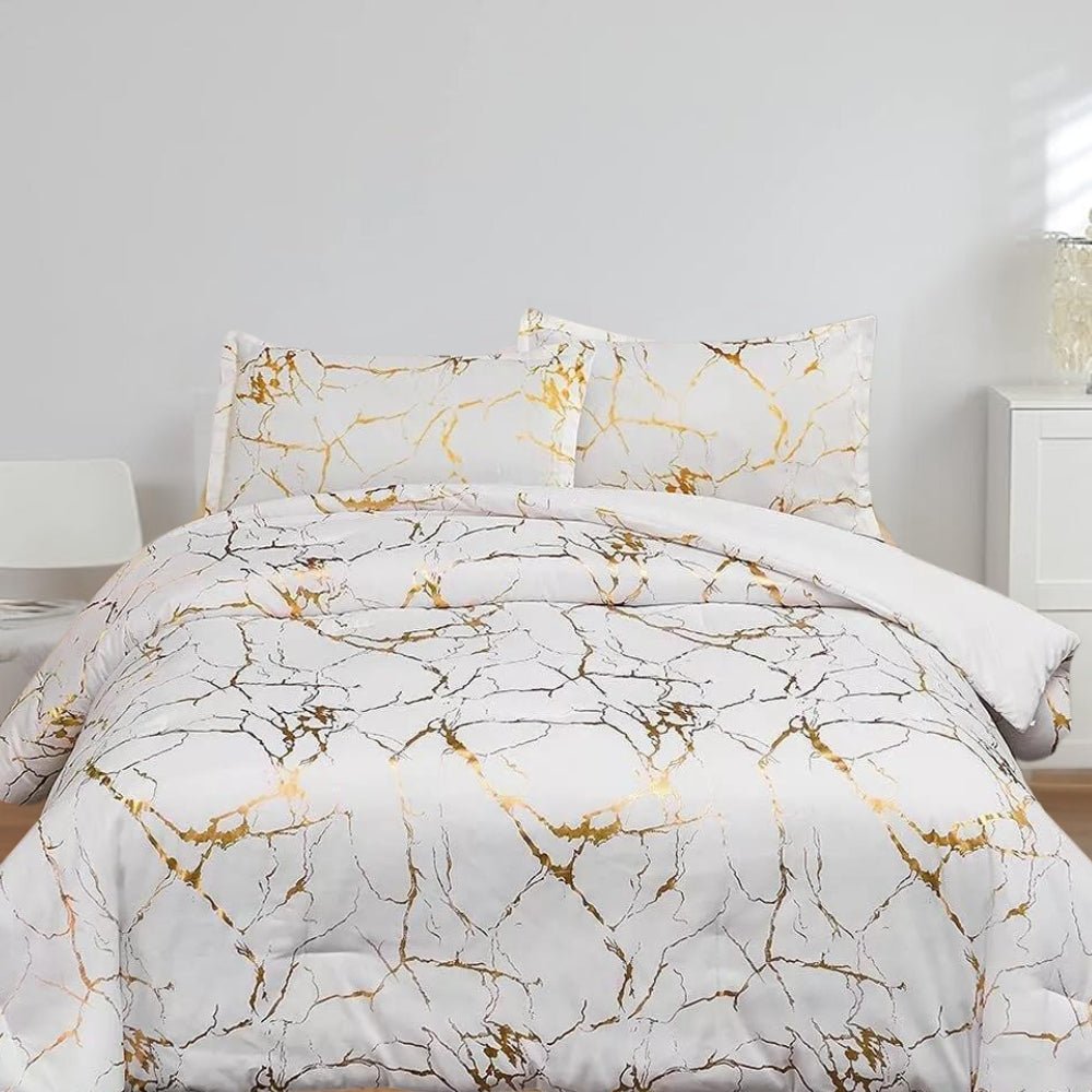 Virelle Maison - Housse de couette effet marbre en coton mélangé finition brillante