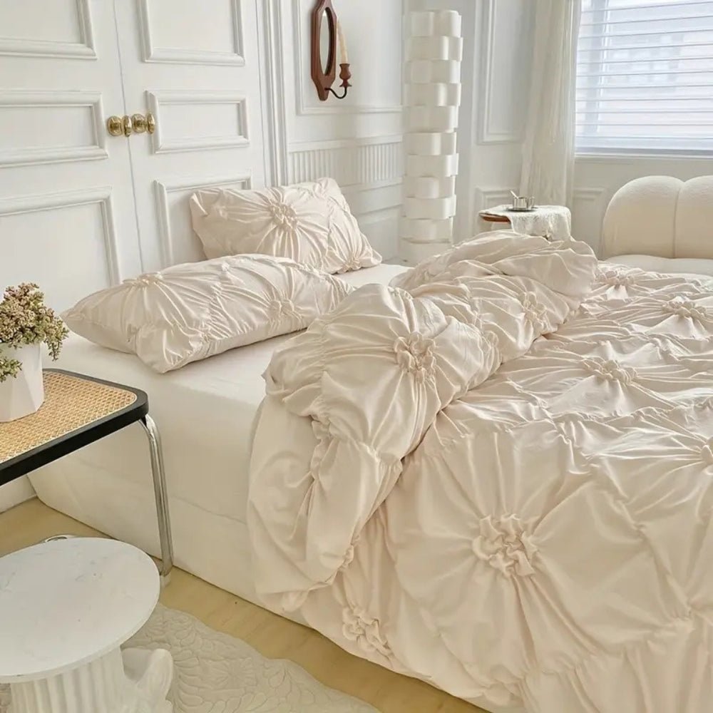 Virelle Maison - Housse de couette texturée à plis floraux en coton mélangé | Virelle Maison