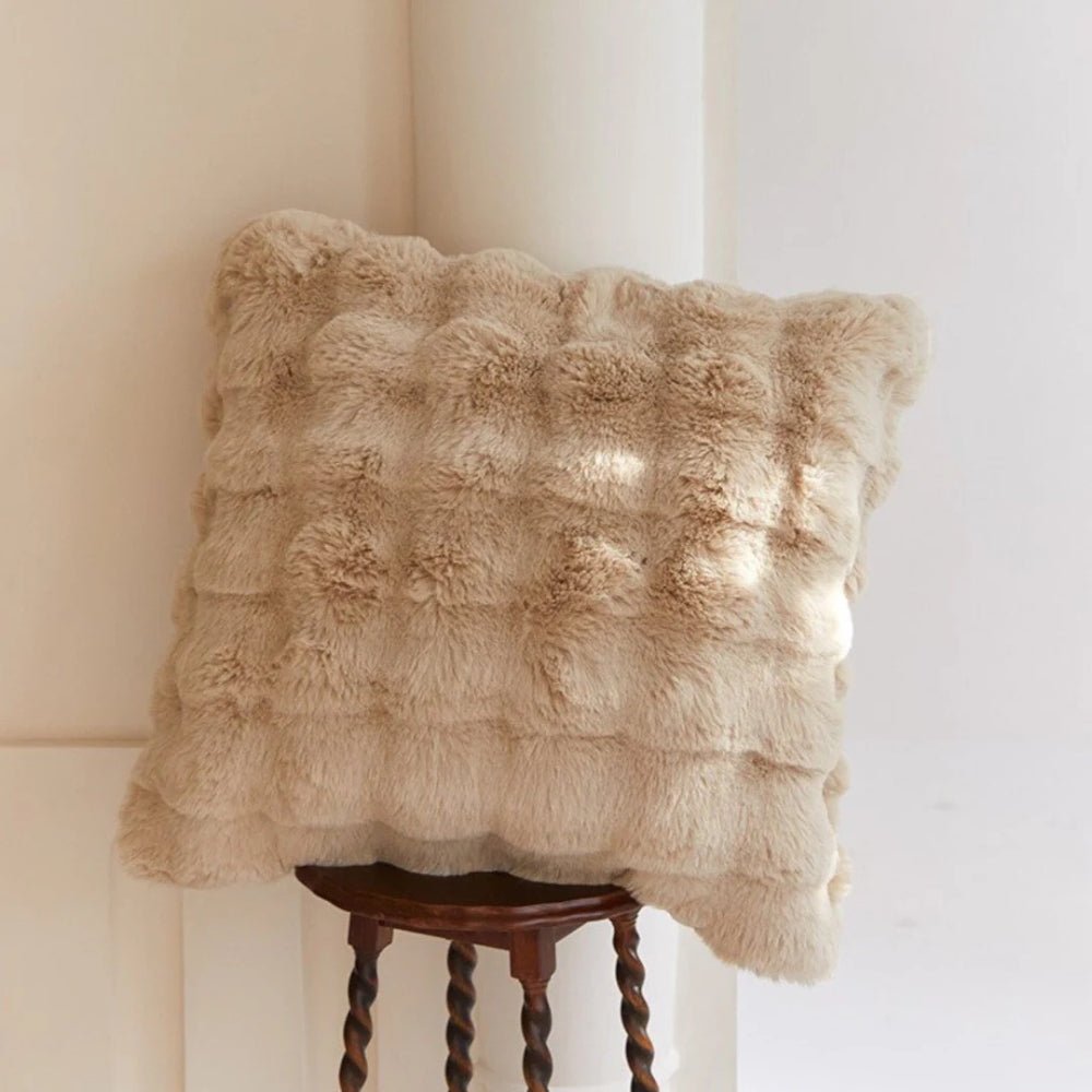Virelle Maison - Housse de coussin décoratif en fausse fourrure douce