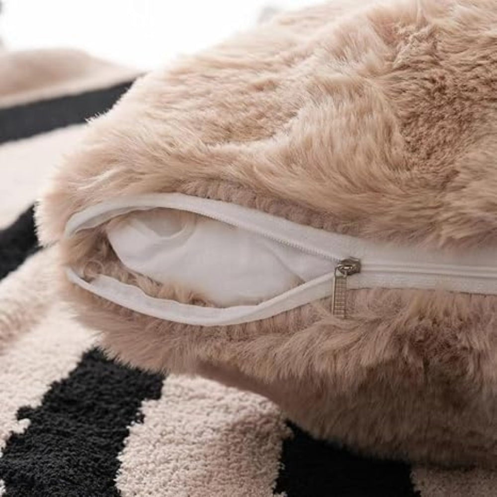 Virelle Maison - Housse de coussin décoratif en fausse fourrure douce