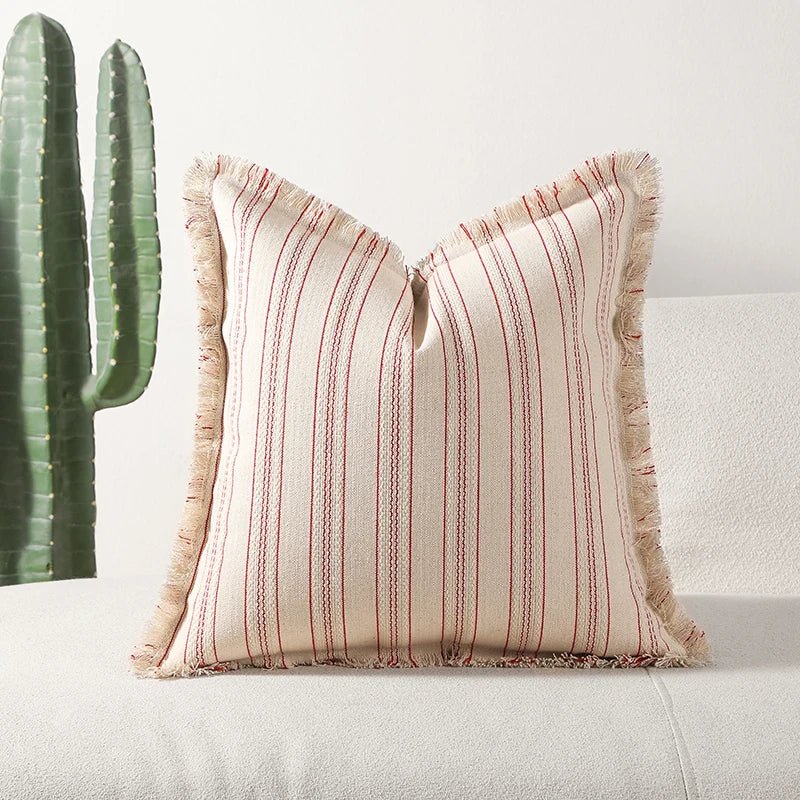 Virelle Maison - Housse de coussin jacquard à franges en coton mélangé | Virelle Maison
