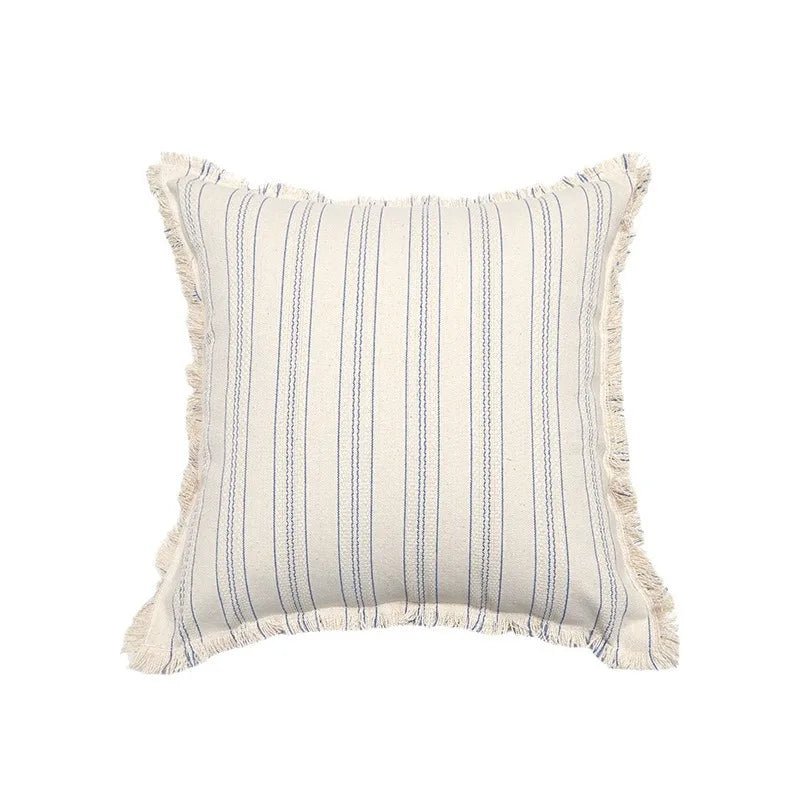 Virelle Maison - Housse de coussin jacquard à franges en coton mélangé | Virelle Maison