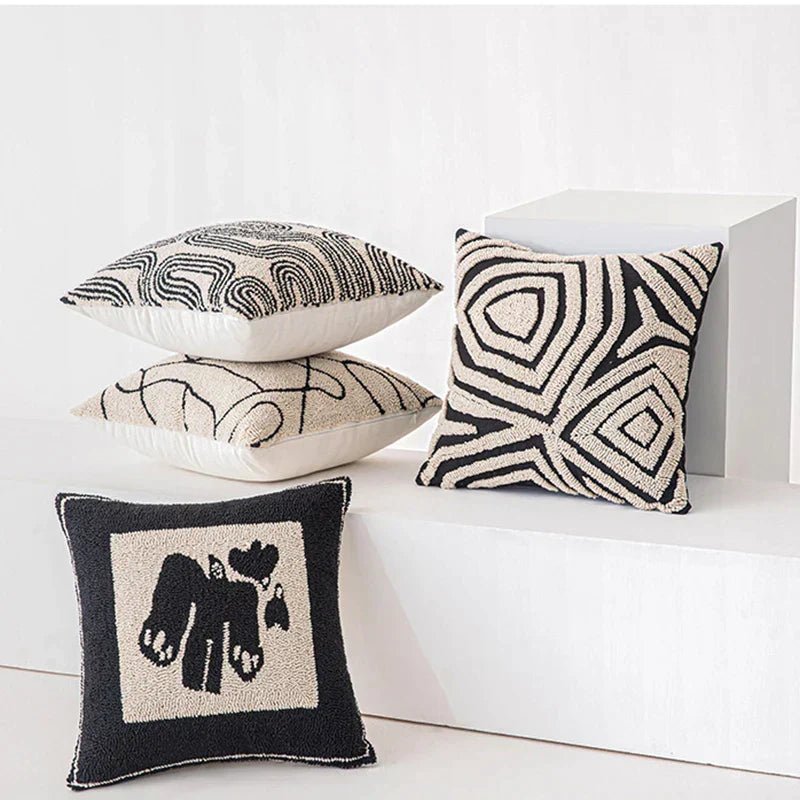 Virelle Maison - Housse de coussin tuftée en coton – Motif géométrique moderne | Virelle Maison