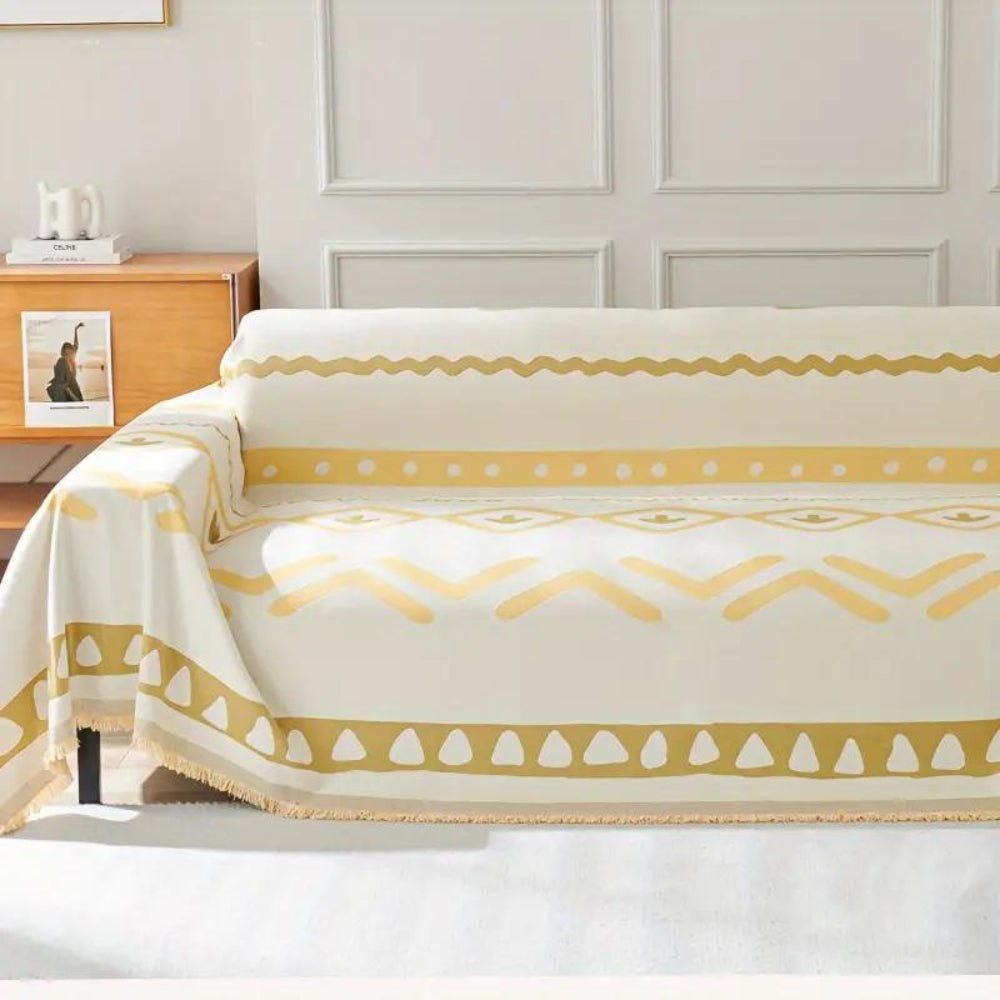 Virelle Maison - Jeté de canapé réversible en chenille douce, motif bohème | Virelle Maison