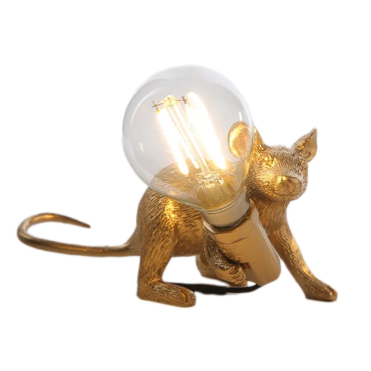 Virelle Maison - Lampe de table décorative en résine en forme de souris avec ampoule LED