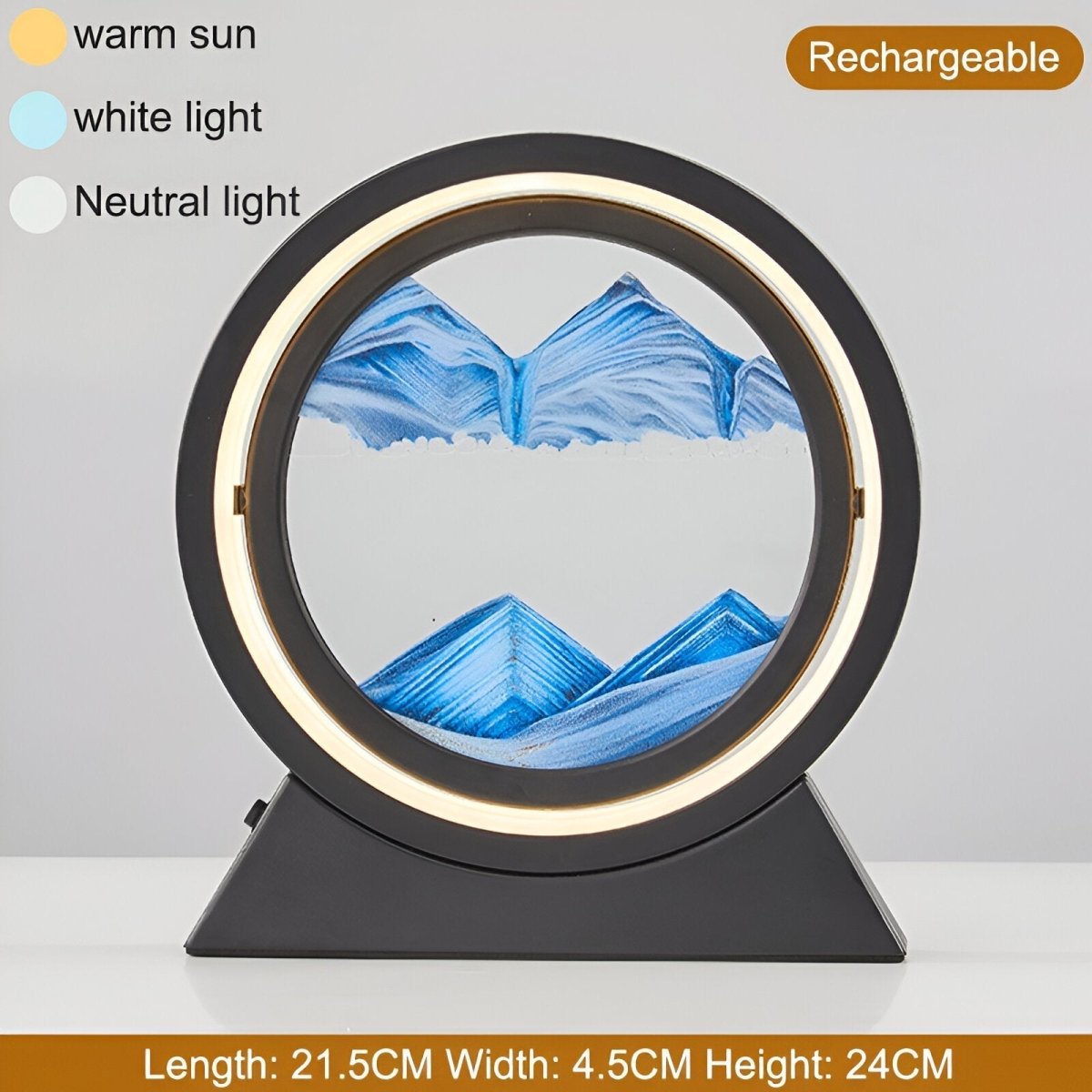 Virelle Maison - Lampe de table LED en verre avec sable en mouvement coloré | Virelle Maison