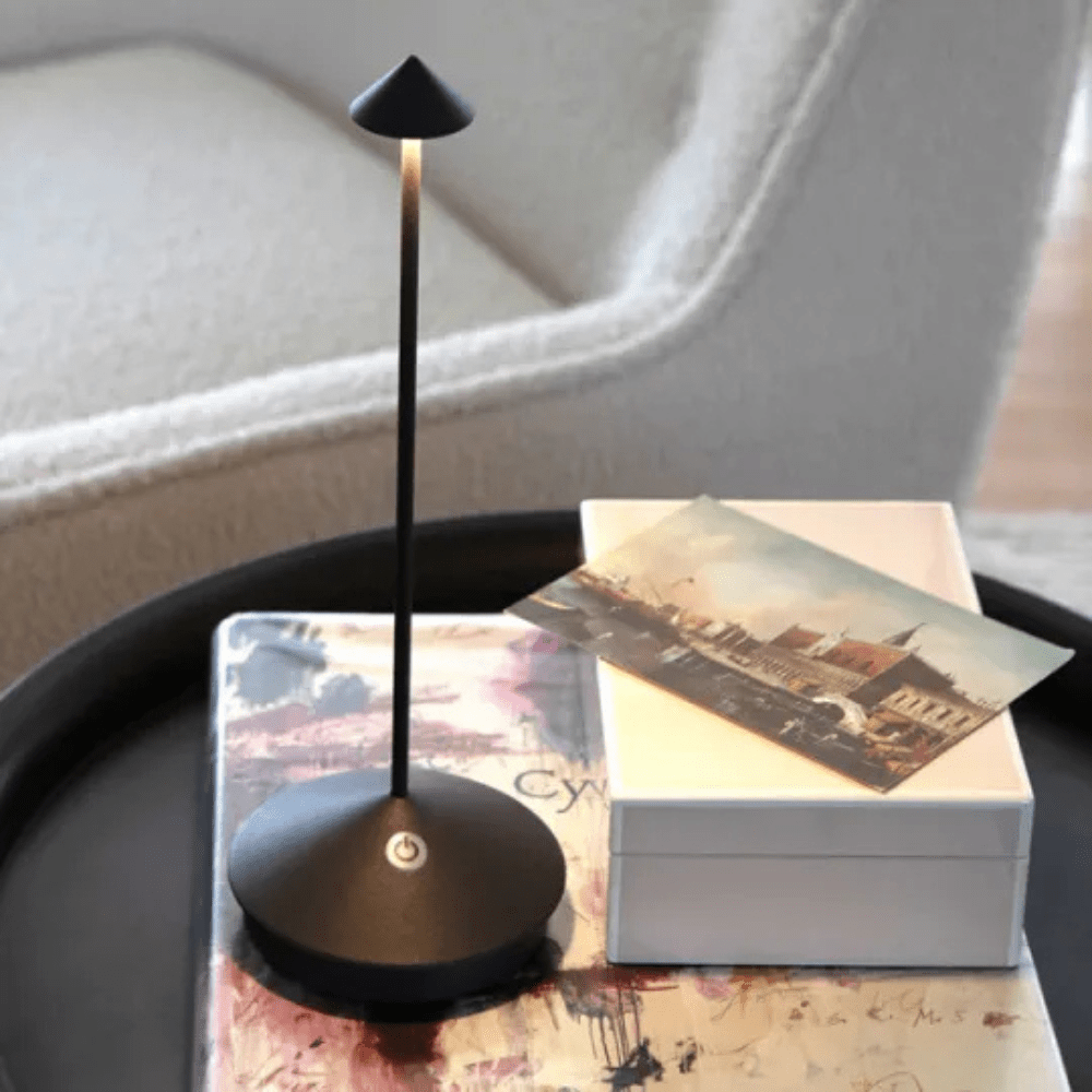 Virelle Maison - Lampe de table LED sans fil en aluminium brossé | Virelle Maison