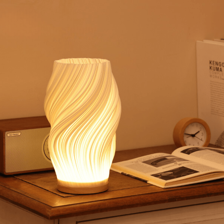 Virelle Maison - Lampe de table plissée en bois et ABS | Virelle Maison