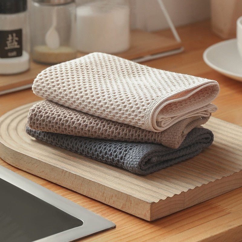 Virelle Maison - Lot de 6 torchons en coton gaufré – Tissage absorbant texturé | Virelle Maison