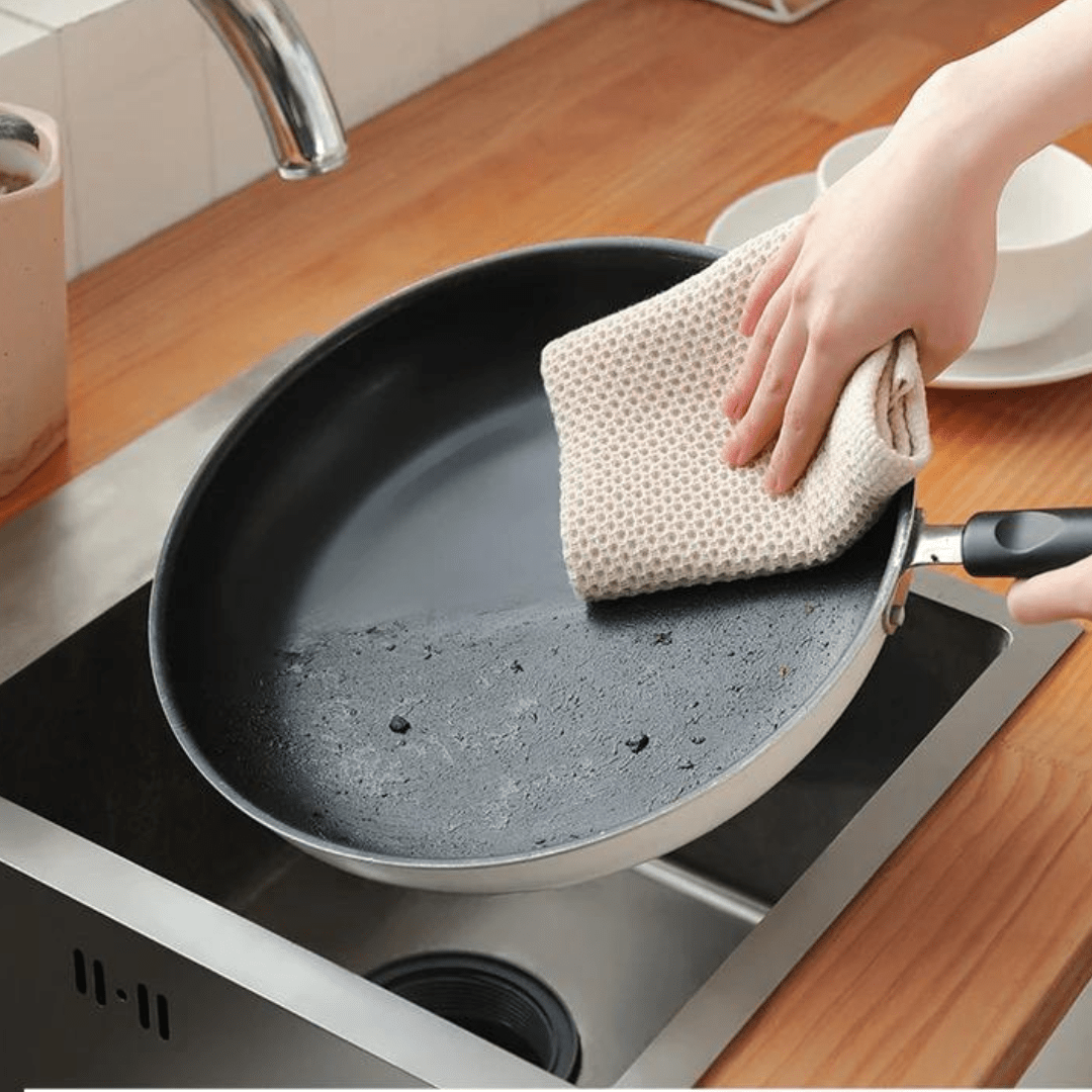 Virelle Maison - Lot de 6 torchons en coton gaufré – Tissage absorbant texturé | Virelle Maison