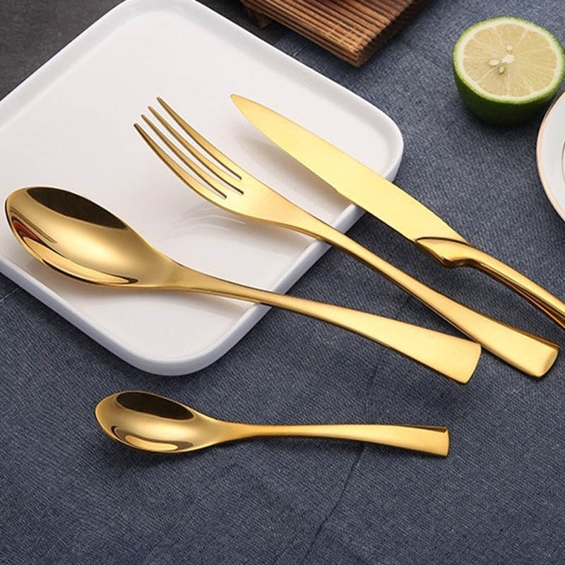 Virelle Maison - Ménagère dorée en acier inoxydable – Finition miroir brillante | Virelle Maison