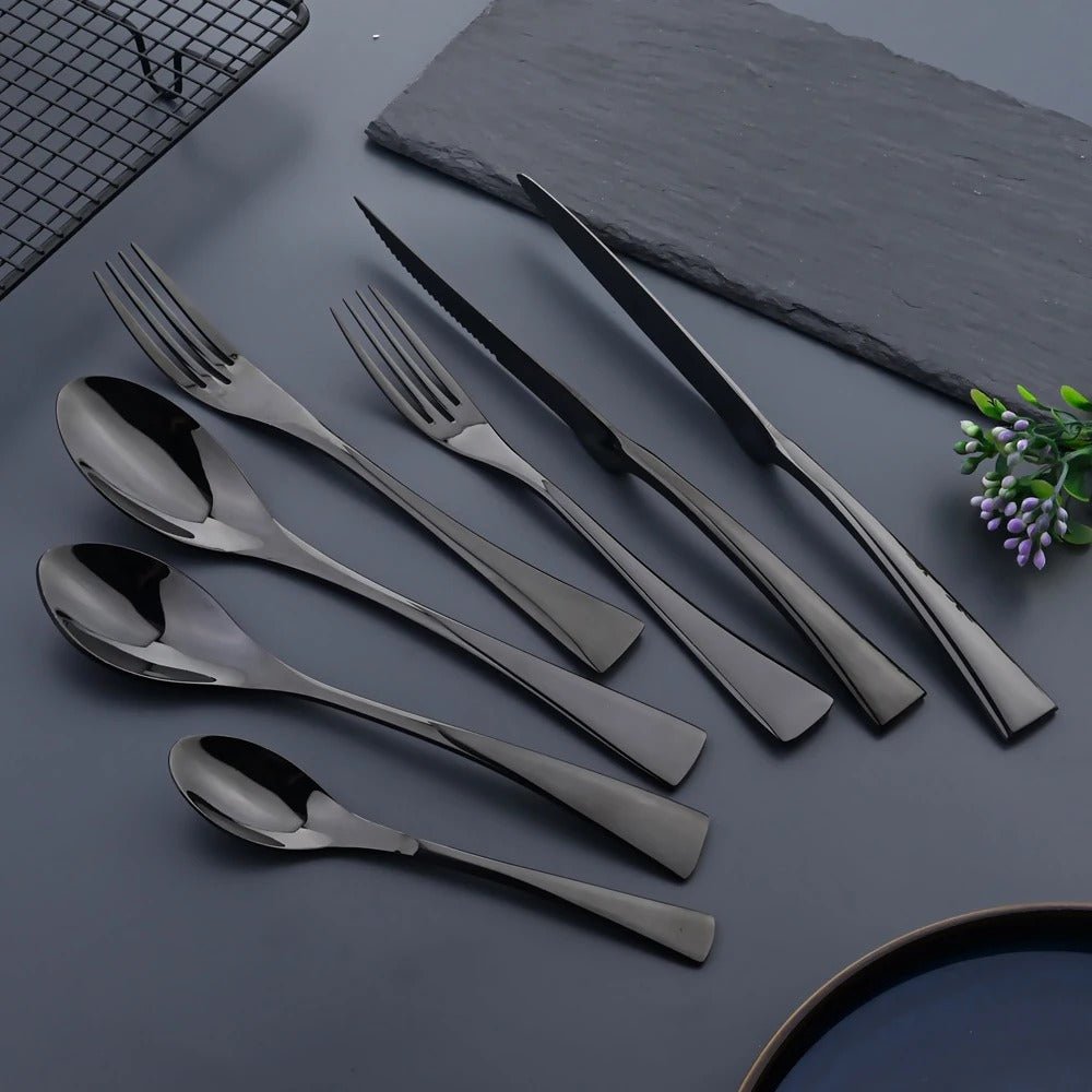 Virelle Maison - Ménagère en acier inoxydable noir mat – Finition moderne | Virelle Maison