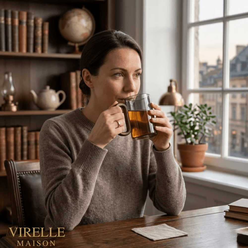 Virelle Maison - Mug en verre borosilicate avec anse en bois naturel | Virelle Maison