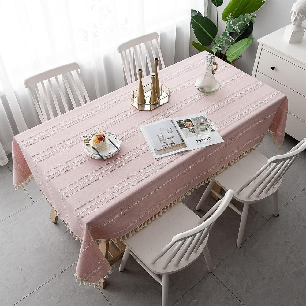 Virelle Maison - Nappe coton - lin rayée brodée | Virelle Maison
