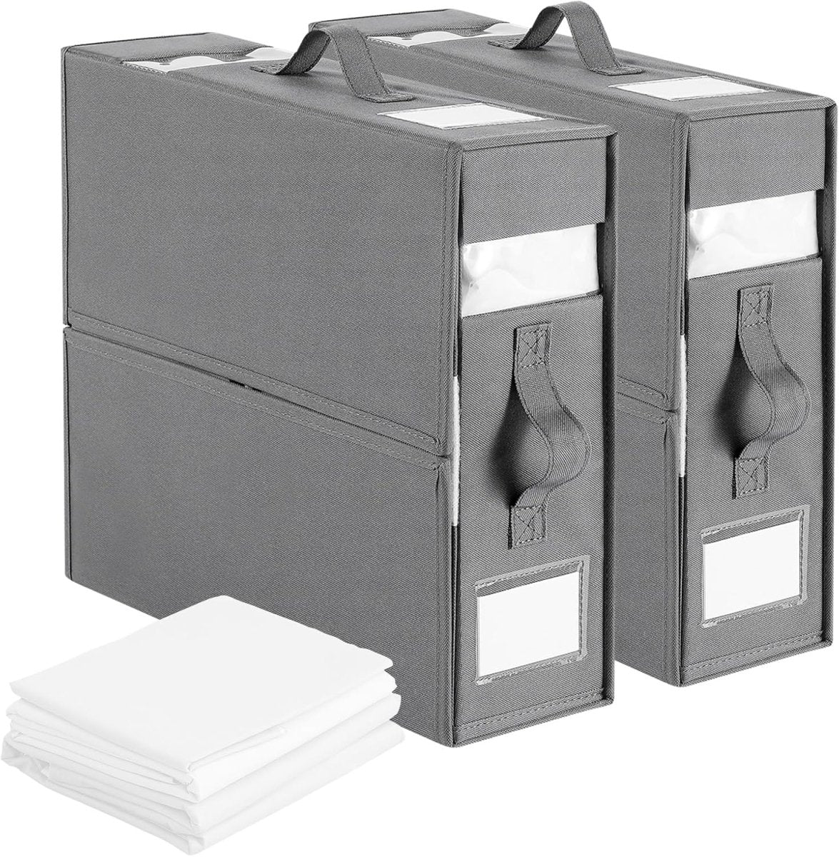 Virelle Maison - Organiseur de draps pliable en tissu structuré, gris clair | Virelle Maison