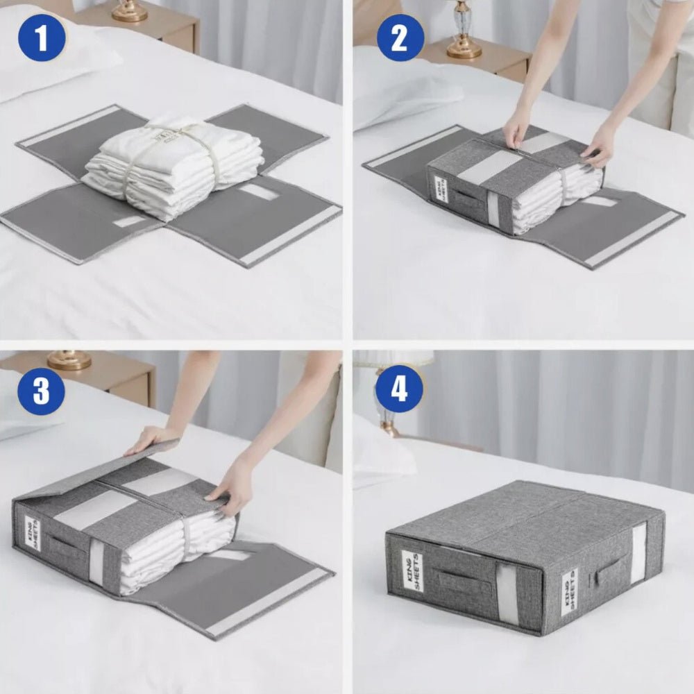 Virelle Maison - Organiseur de draps pliable en tissu structuré, gris clair | Virelle Maison