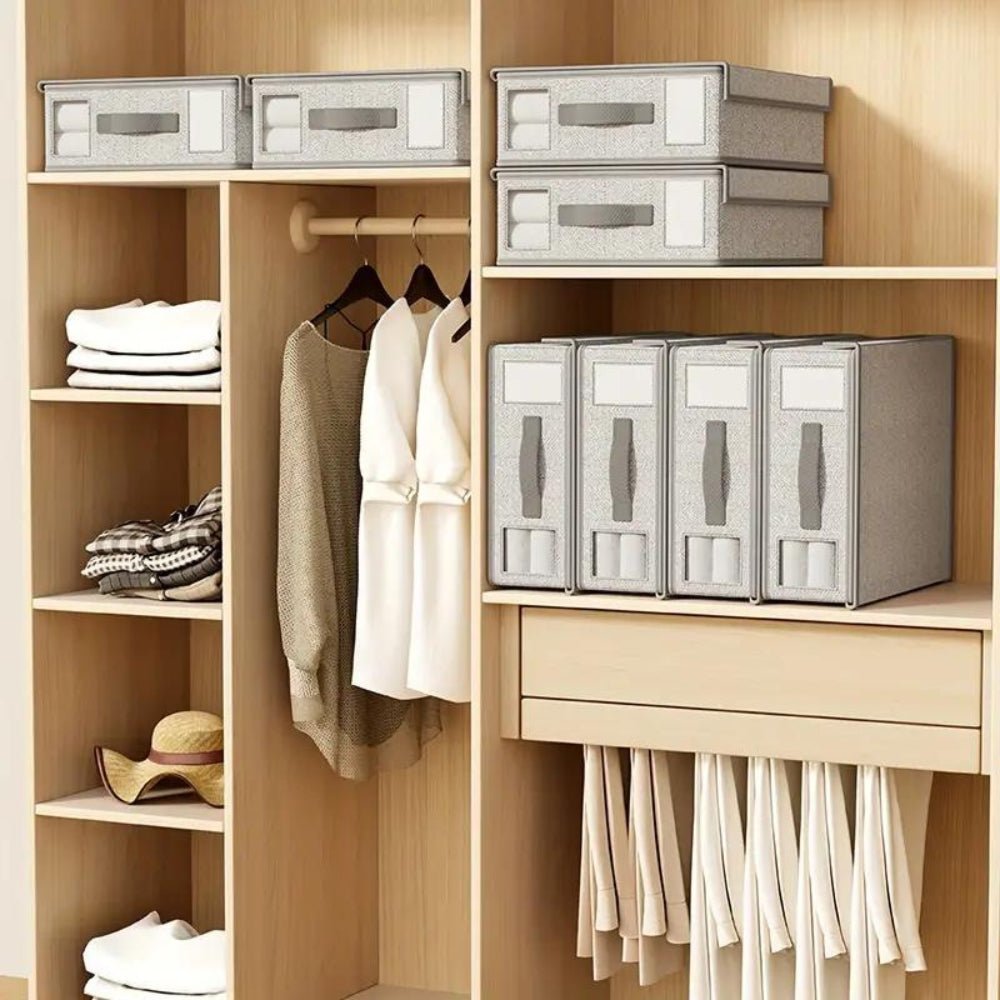 Virelle Maison - Organiseur de draps pliable en tissu structuré, gris clair | Virelle Maison