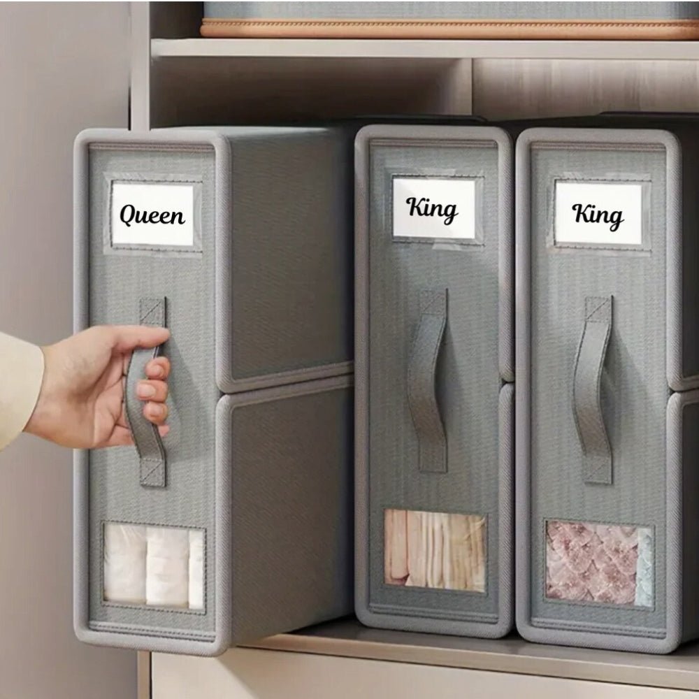Virelle Maison - Organiseur de draps pliable en tissu structuré, gris clair | Virelle Maison
