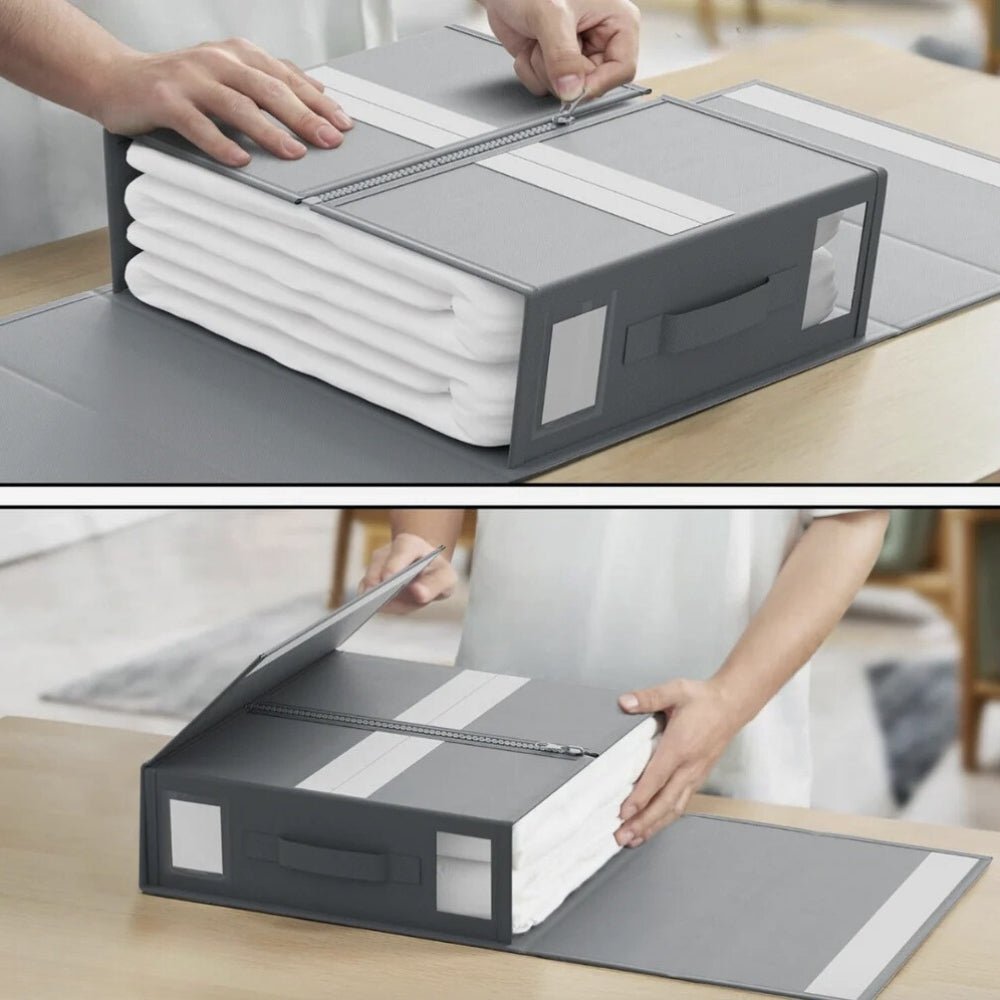 Virelle Maison - Organiseur de draps pliable en tissu structuré, gris clair | Virelle Maison
