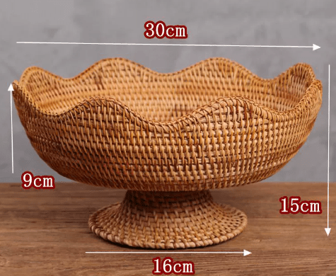 Virelle Maison - Panier à fruits en rotin naturel tressé à la main