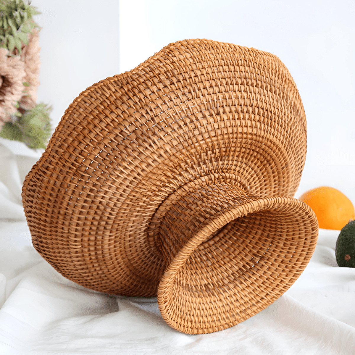 Virelle Maison - Panier à fruits en rotin naturel tressé à la main