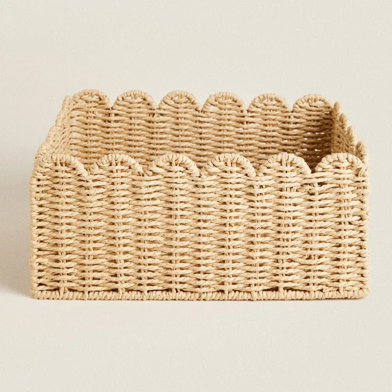 Virelle Maison - Panier de rangement en osier tressé avec bord ondulé | Virelle Maison