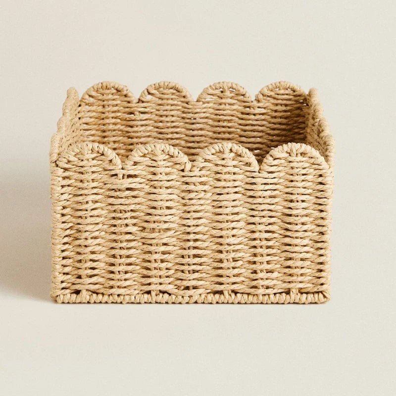Virelle Maison - Panier de rangement en osier tressé avec bord ondulé | Virelle Maison