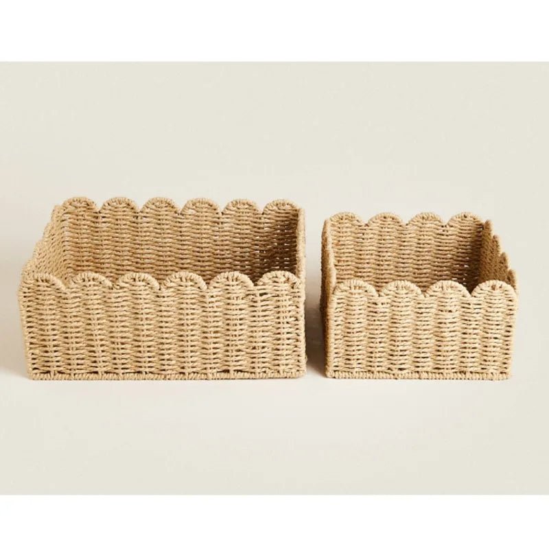 Virelle Maison - Panier de rangement en osier tressé avec bord ondulé | Virelle Maison
