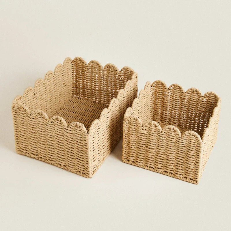 Virelle Maison - Panier de rangement en osier tressé avec bord ondulé | Virelle Maison