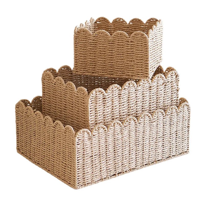 Virelle Maison - Panier de rangement en osier tressé avec bord ondulé | Virelle Maison