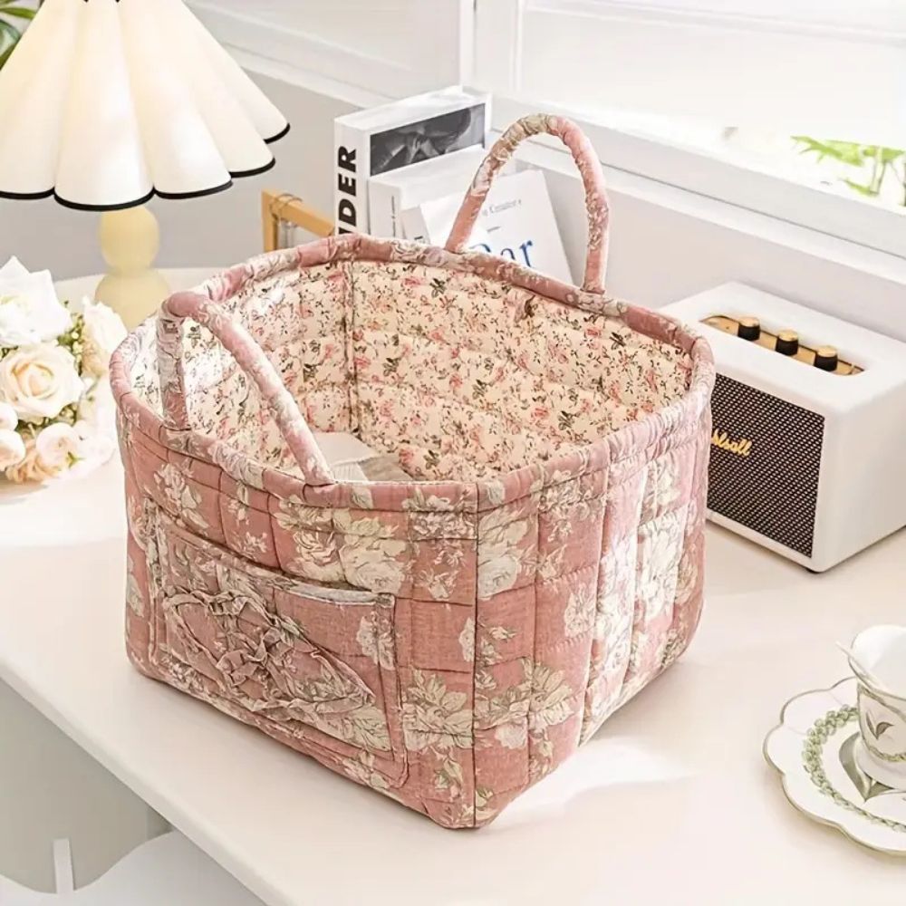 Virelle Maison - Panier de rangement en toile à motif floral doux | Virelle Maison