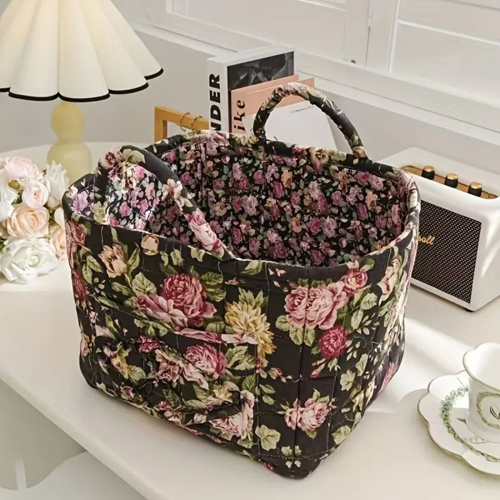 Virelle Maison - Panier de rangement en toile à motif floral doux | Virelle Maison