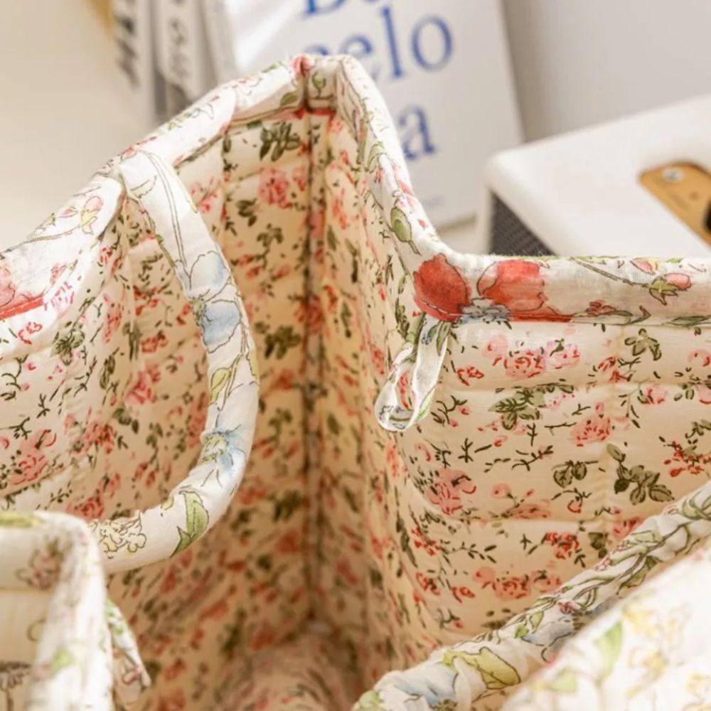 Virelle Maison - Panier de rangement en toile à motif floral doux | Virelle Maison