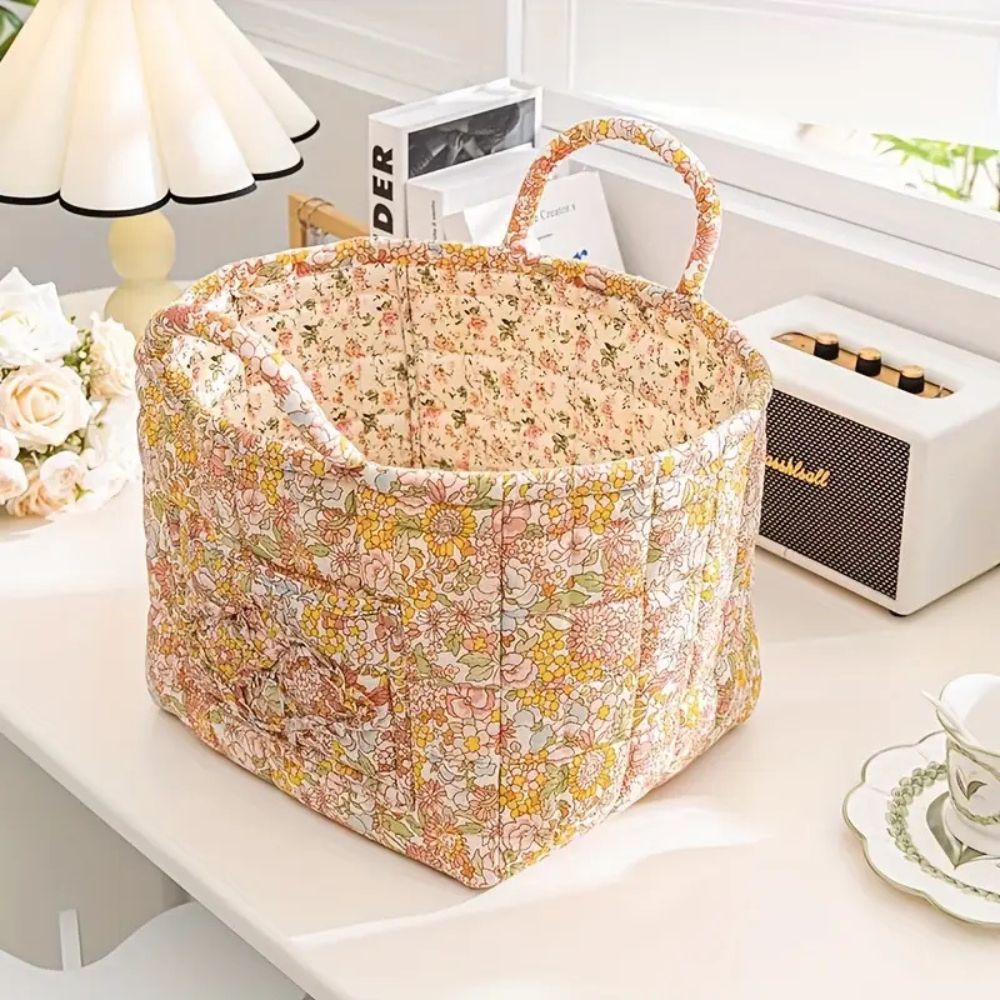 Virelle Maison - Panier de rangement en toile à motif floral doux | Virelle Maison