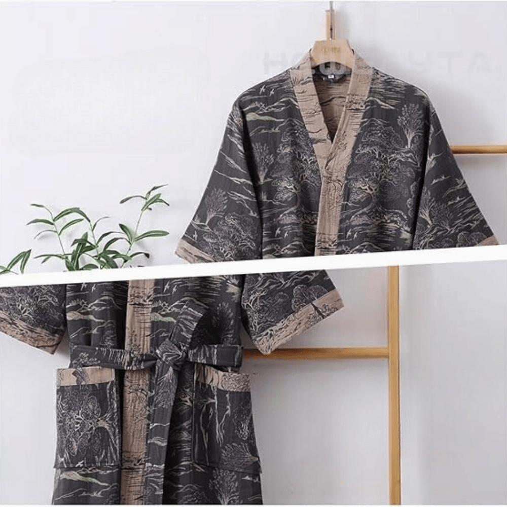 Virelle Maison - Peignoir kimono en coton léger à double gaze | Virelle Maison