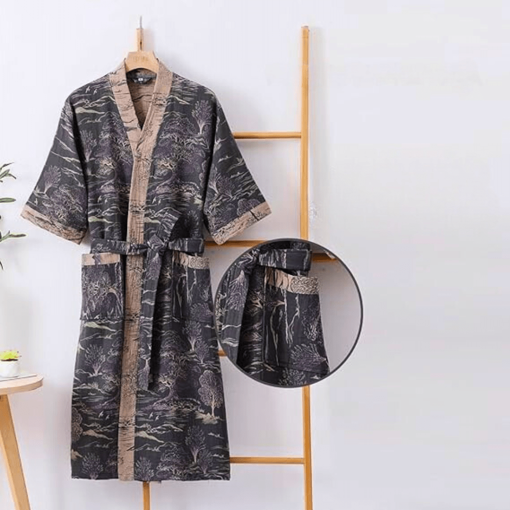 Virelle Maison - Peignoir kimono en coton léger à double gaze | Virelle Maison